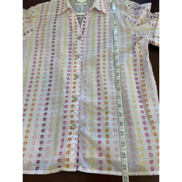Alfred Dunner Clip Dot Short Sleeve Button Down Shirt Women's Size Small - Picture 10 of 10